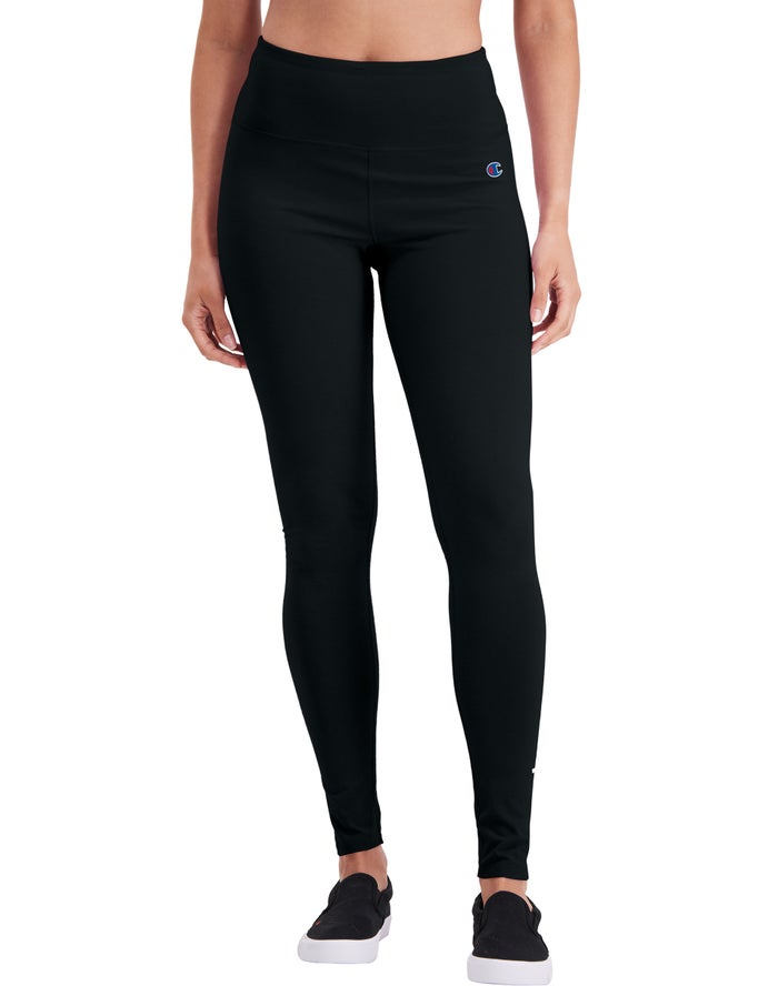 Champion Womens Leggings NZ - Everyday Script Logo Black ( 4132-JFDPZ )